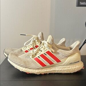 Adidas Ultra Boost cream and Red Sneakers